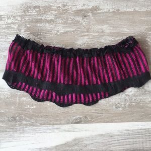 HANDMADE PINK BLACK STRIPED SPARKLY BANDEAU, OS